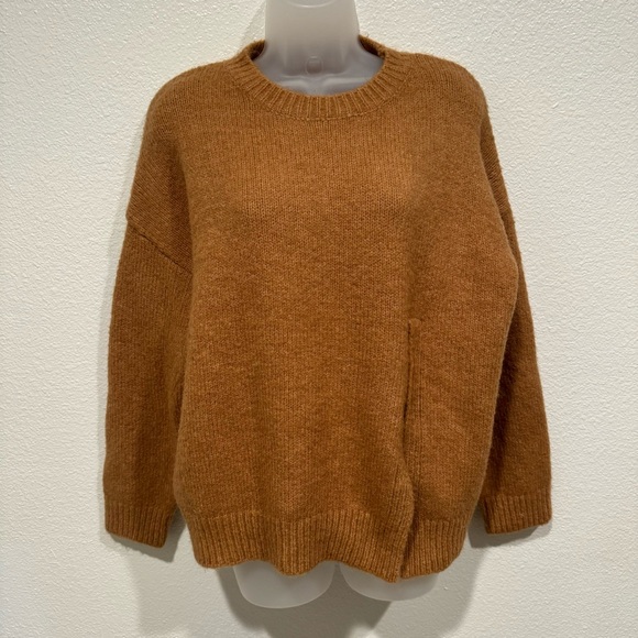 orange brown fall knit oversized sweater sweatshirt long sleeve shirt top - Picture 1 of 7